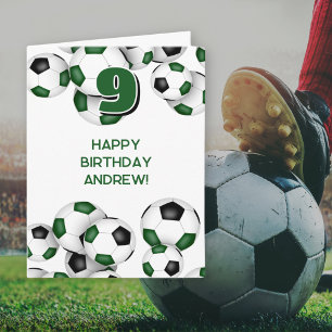Carte garçons filles soccer joueur vert heureux annivers