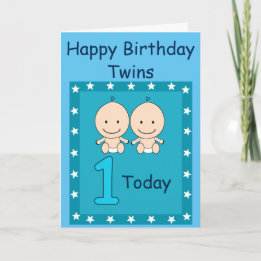 Carte Garçons jumeaux personnalisés pour leur 1er annive