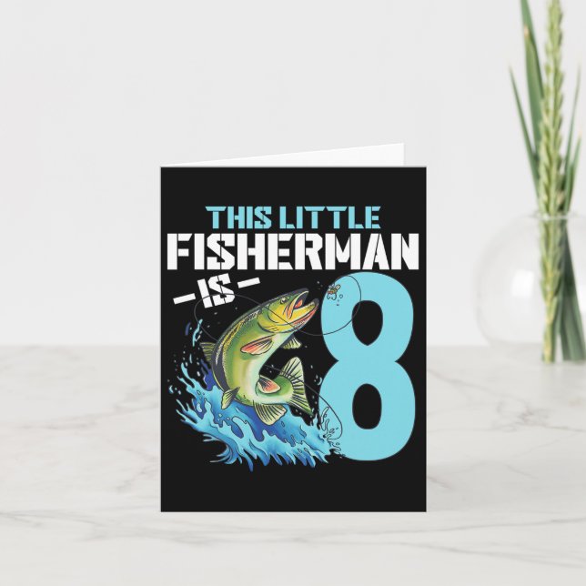 Carte Garçons Pêche Anniversaire Chemise 8 Ans Poisson G (Devant)