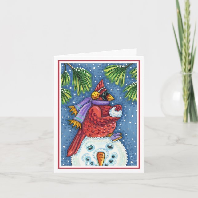 Carte GARDE CARDINAL SNOWMAN, NOËL REDBIRD Blank (Devant)