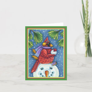 Carte GARDE CARDINAL SNOWMAN, NOËL REDBIRD Blank