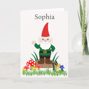 Carte Garden Gnome Anniversaire Personnaliser le nom Car