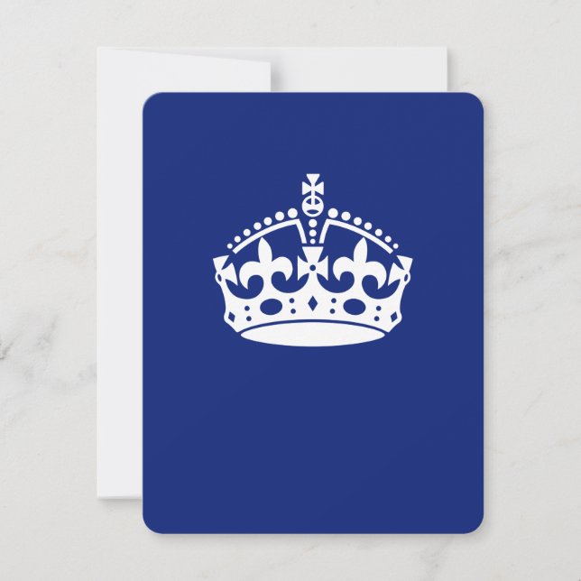 Carte Gardez la couronne calme sur le bleu marine (Devant)