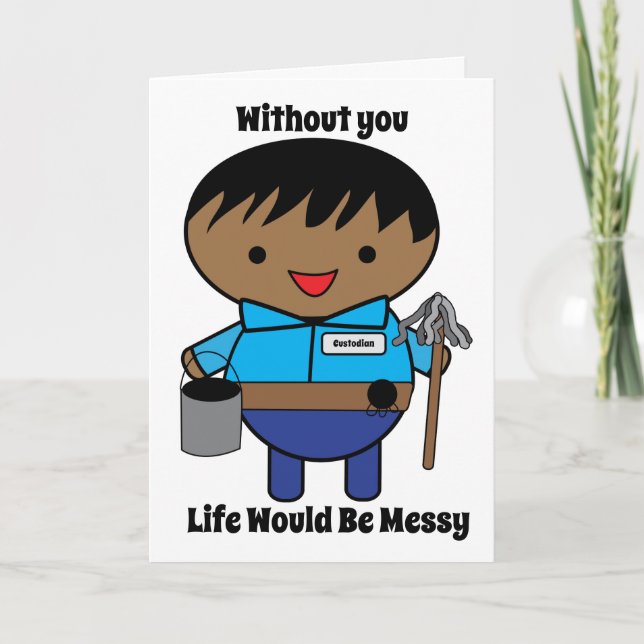 Carte Gardien Janitor Funny Noir Personnaliser (Devant)