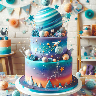 CARTE GÂTEAU ANNIVERSAIRE DE ENFANT À THÈME DE PLANÈTE B