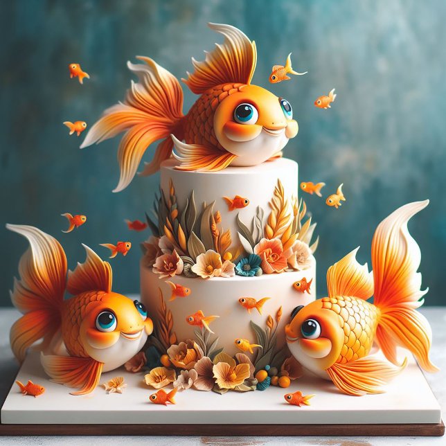 CARTE GÂTEAU ANNIVERSAIRE DE ENFANT AVEC GRAND POISSON D (Créateur téléchargé)
