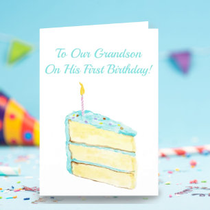 Carte Gâteau aquarelle pour le premier anniversaire du p