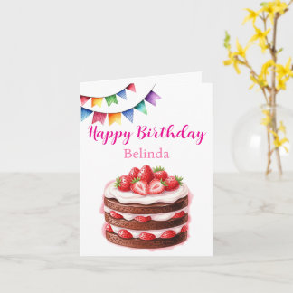 Carte Gâteau aux fraises au chocolat Personnalisable Ann