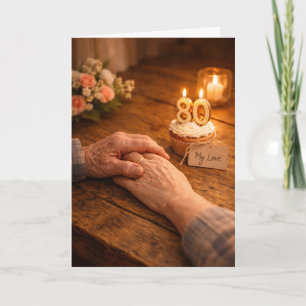 Carte Gâteau avec Bougie Romantique pour les 80 ans de M
