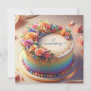 CARTE GÂTEAU COLORÉ DU MARIAGE ANNIVERSAIRE