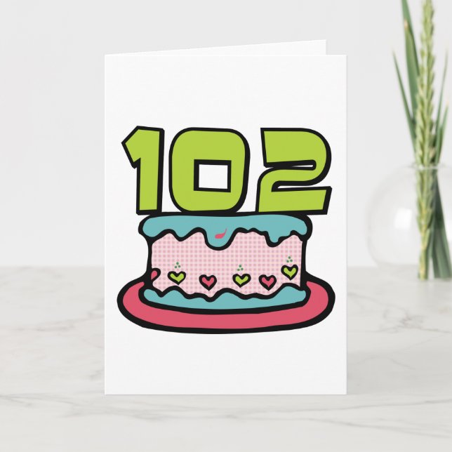 Carte Gâteau d'anniversaire 102 ans (Devant)