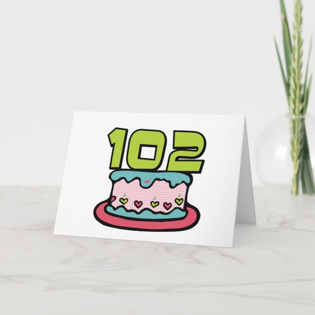 Carte Gâteau d'anniversaire 102 ans (Devant)