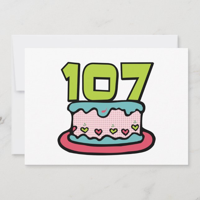 Carte Gâteau d'anniversaire 107 ans (Devant)