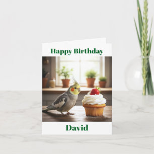 Carte Gâteau d'anniversaire à la fraise de Perruche Gris