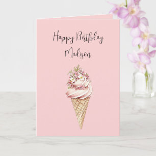 Carte Gâteau d'anniversaire à la glace Voici la Scoop Fl