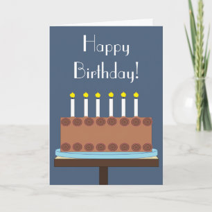 Carte Gâteau d'anniversaire au chocolat doux : blanc gri