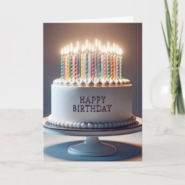 Carte Gâteau d'anniversaire avec beaucoup de bougies (Devant)