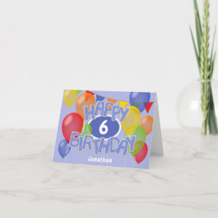 Carte gâteau d'anniversaire bleu heureux avec ballons