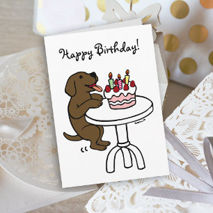 Carte Gâteau d'anniversaire Chocolat Labrador Cartoon Pl
