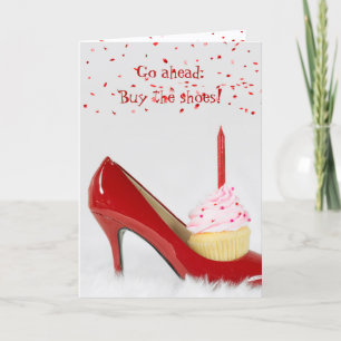 Carte Gâteau d'anniversaire dans une chaussure rouge