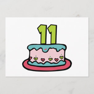 Carte Gâteau d'anniversaire de 11 ans