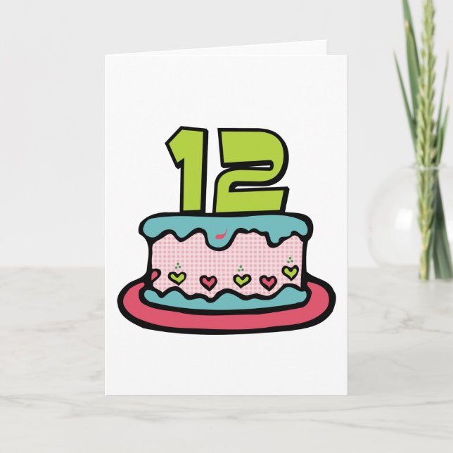 Carte Gâteau d'anniversaire de 12 ans (Devant)