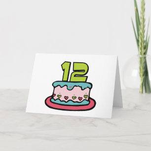 Carte Gâteau d'anniversaire de 12 ans