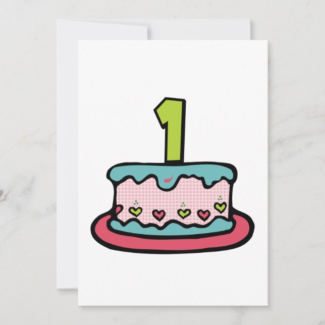 Carte Gâteau d'anniversaire de 1 an (Devant)