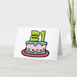 Carte Gâteau d'anniversaire de 21 ans