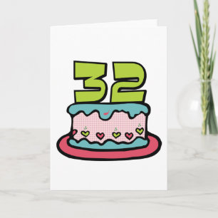 Carte Gâteau d'anniversaire de 32 ans