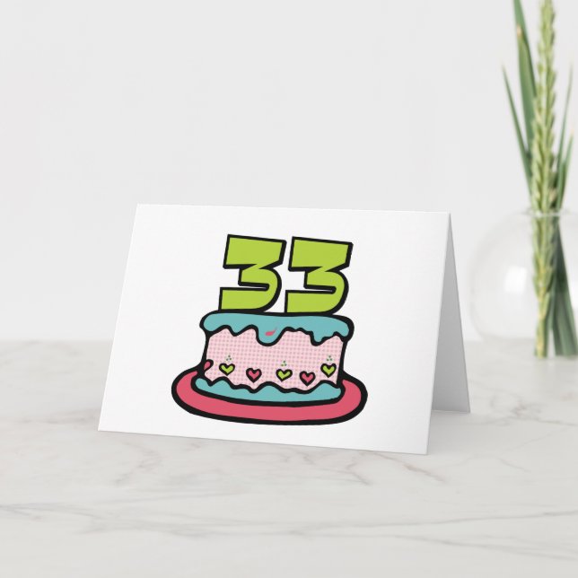 Carte Gâteau d'anniversaire de 33 ans (Devant)