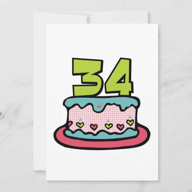Carte Gâteau d'anniversaire de 34 ans (Devant)