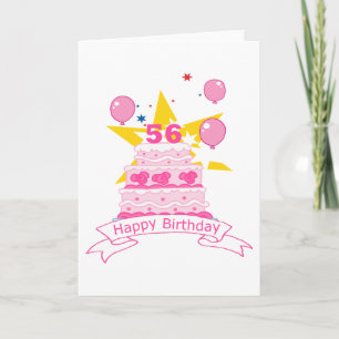 Carte Gâteau d'anniversaire de 56 ans
