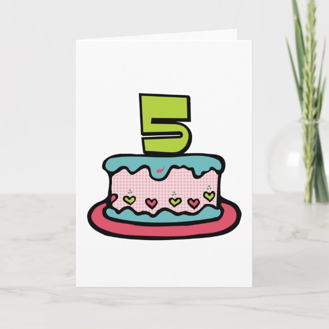 Carte Gâteau d'anniversaire de 5 ans (Devant)