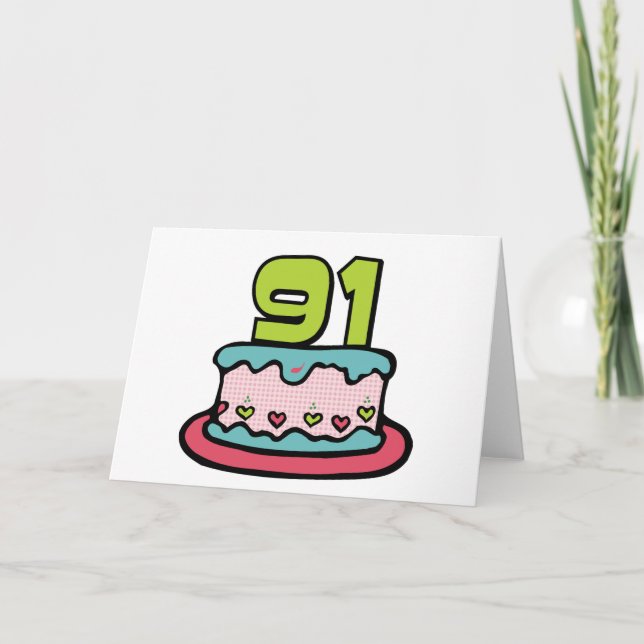 Carte Gâteau d'anniversaire de 91 ans (Devant)