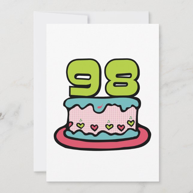 Carte Gâteau d'anniversaire de 98 ans (Devant)