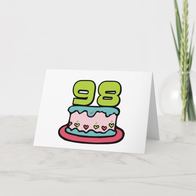Carte Gâteau d'anniversaire de 98 ans (Devant)