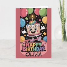 Gâteau d'anniversaire de dessin animé mignon avec