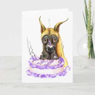 Carte Gâteau d'Anniversaire de Great Dane Fawn