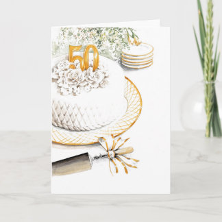 Carte Gâteau d'anniversaire de mariage 50 ans