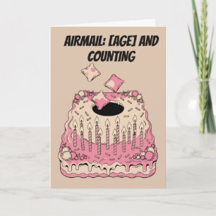 Carte Gâteau d'anniversaire drôle Cornhole par avion Hum