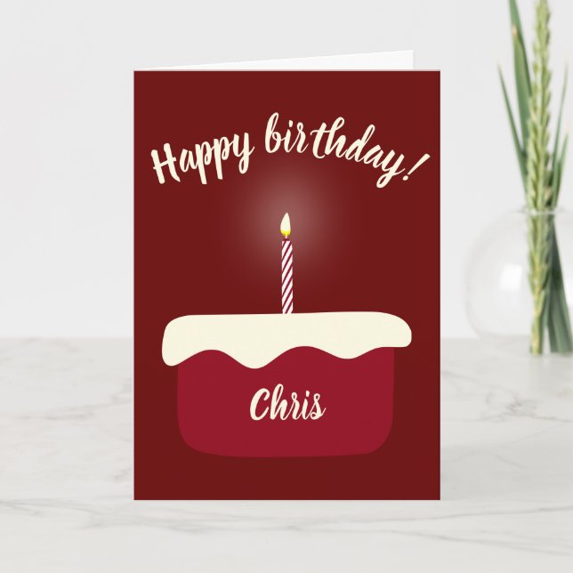 Carte Gâteau d'anniversaire du Velvet rouge avec bougie  (Devant)