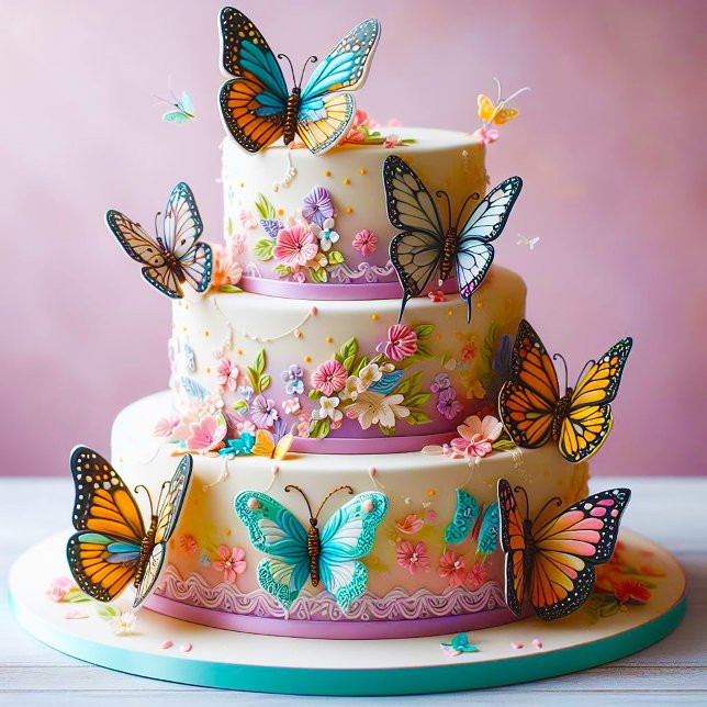 CARTE GÂTEAU D'ANNIVERSAIRE ÉLÉGANT À THÈME BUTTERFLY (Créateur téléchargé)