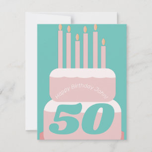 Carte Gâteau d'anniversaire étagé rose tout âge