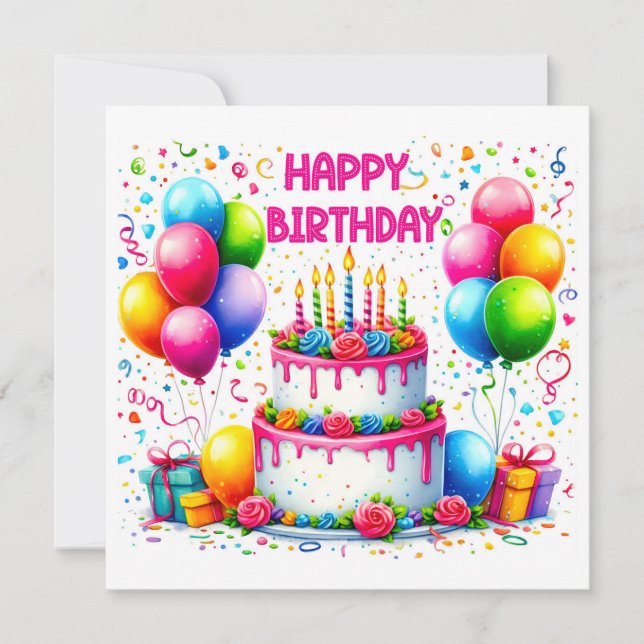 Carte Gâteau d'anniversaire joyeux (Devant)