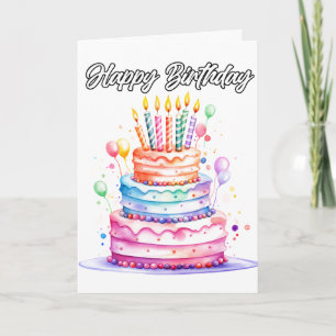 Carte Gâteau d'anniversaire joyeux et délicieux