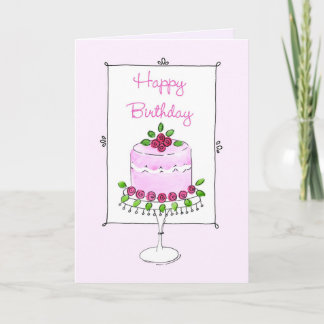 Carte Gâteau d'anniversaire léger et agréable avec Rose 