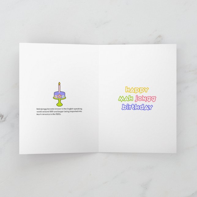 Carte Gâteau d'anniversaire Mah Jongg (Intérieur)