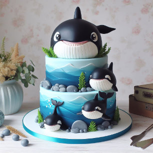 CARTE GÂTEAU D'ANNIVERSAIRE NOIR ET BLANC D'ORCA