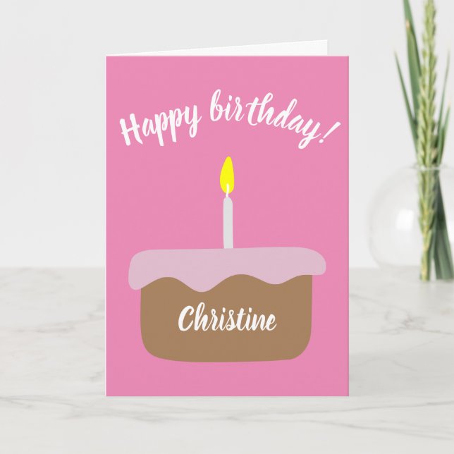 Carte Gâteau d'anniversaire personnalisé avec bougie lég (Devant)